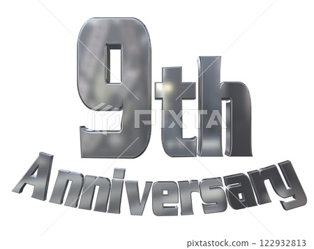 3DCG letters "9th Anniversary/9th Anniversary Mark Sparkle" Silver, Silver 122932813