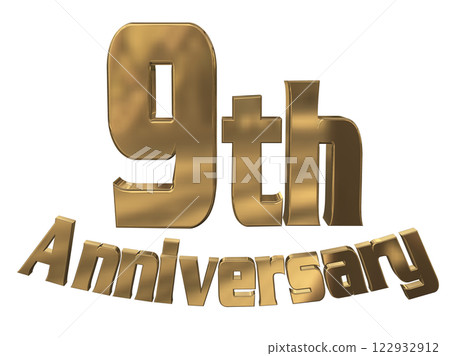 3DCG letters "9th Anniversary/9th Anniversary Mark Sparkling" Gold, Gold 3DCG letters "9th Anniversary/9th Anniversary Mark Sparkling" Gold, Gold 122932912