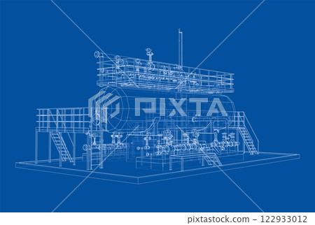 Industrial tank with valves. Vector rendered of 3d 122933012