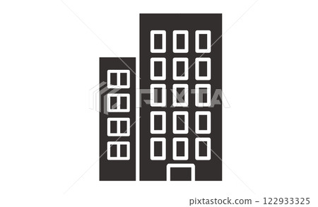 辦公大樓簡單圖示 摩天大樓的線條藝術插圖 122933325