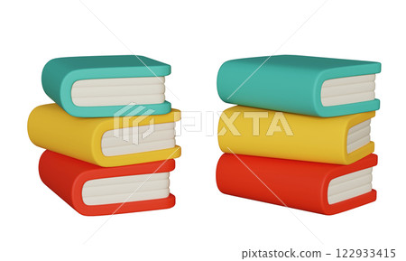 multi color stacked books 3D icon multi color stacked books 3D icon 122933415
