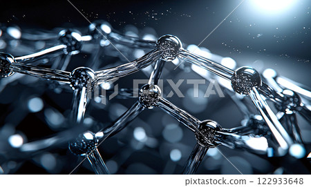 An abstract depiction of a unit cell within a crystal lattice, serving as a foundational 122933648