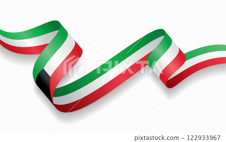 Kuwaiti flag wavy abstract background. Vector illustration. 122933967