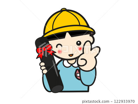 Kindergarten boy holding a diploma 122933970