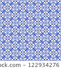 Azulejos portuguese traditional ornamental tile, blue and white seamless pattern 122934276