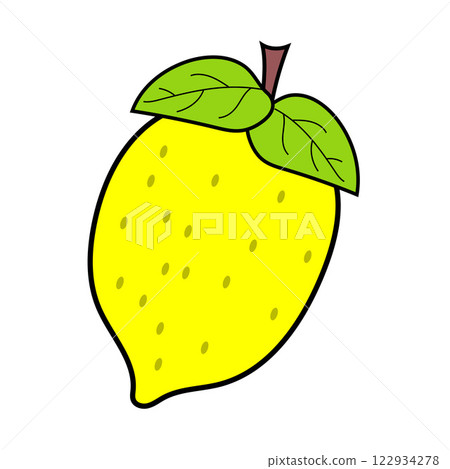 Fresh yellow lemon fruit with green leaves 122934278