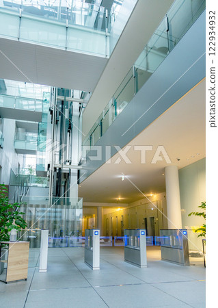 Office building entrance with security gate Office building entrance with security gate 122934932