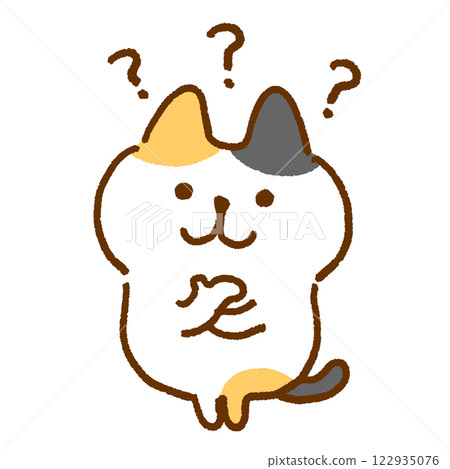 Character illustration of a wondering calico cat 122935076