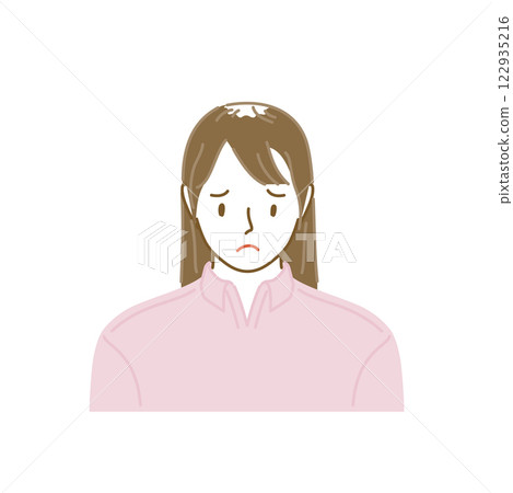 FAGA: A young woman with thinning hair seen from the front FAGA: A young woman with thinning hair seen from the front 122935216