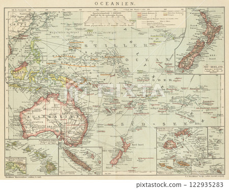 Early 20th century world map Oceania Early 20th century world map Oceania 122935283