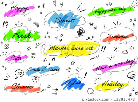 Handwritten speech bubble and marker frame set Handwritten speech bubble and marker frame set 122935478