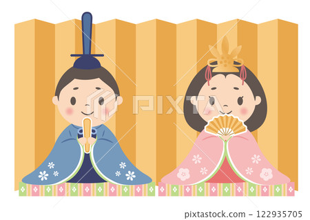 Hinamatsuri_Hina dolls_Ohinasama (golden folding screen) Lord and Princess Hinamatsuri_Hina dolls_Ohinasama (golden folding screen) Lord and Princess 122935705