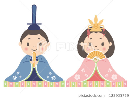 女兒節_女兒節娃娃_小公主(白色背景)王子與公主 女兒節_女兒節娃娃_小公主(白色背景)王子與公主 122935759