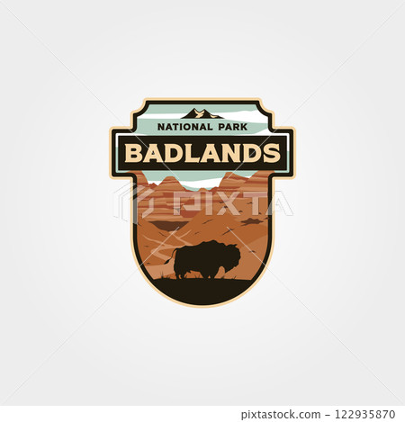 badlands national park logo vintage vector patch illustration design, travel badge design badlands national park logo vintage vector patch illustration design, travel badge design 122935870