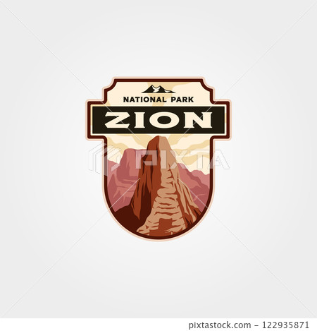 zion national park vintage logo patch vector print illustration design 122935871