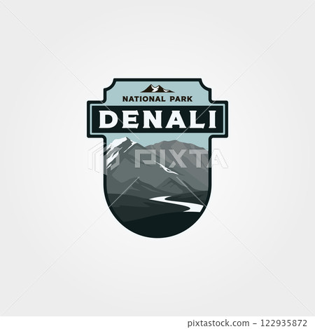 denali national park logo print vector symbol illustration design, vintage patch 122935872