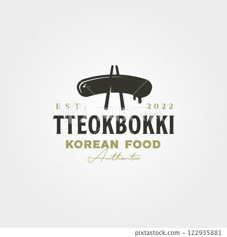 tteokbokki vintage logo vector illustration design, korean street food logo design 122935881