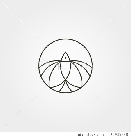minimal fish logo line art vector illustration design, circle fish logo minimal fish logo line art vector illustration design, circle fish logo 122935888