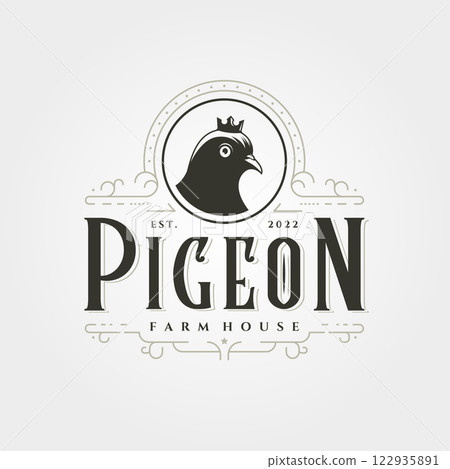 vector of pigeon logo vintage illustration design, dove logo design 122935891