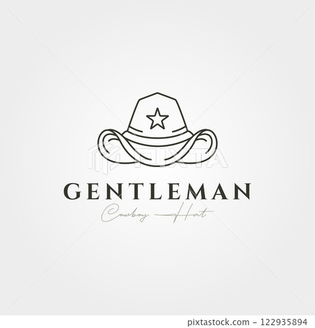 cowboy hat logo line art vector with star icon symbol illustration design cowboy hat logo line art vector with star icon symbol illustration design 122935894