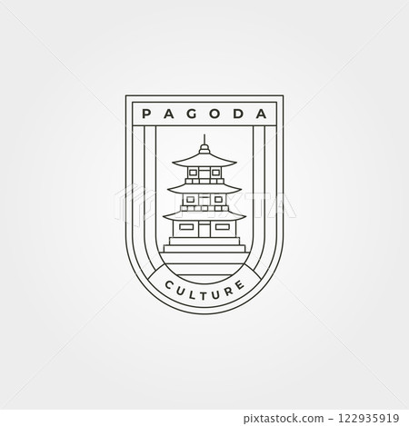pagoda tower line art logo vector symbol illustration design, pagoda temple emblem design pagoda tower line art logo vector symbol illustration design, pagoda temple emblem design 122935919
