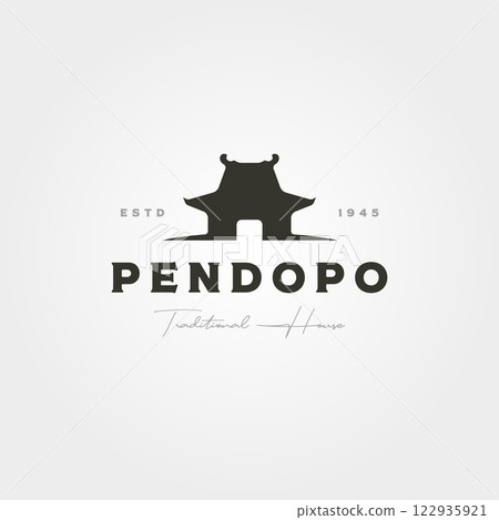 pendopo traditional house of java logo vector vintage symbol illustration design 122935921