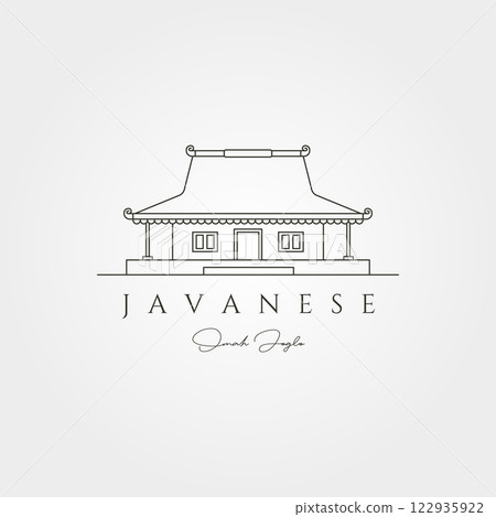 omah joglo traditional javanese house line art logo vector symbol illustration design 122935922