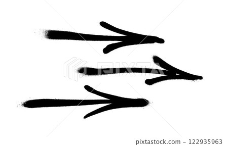 Graffiti arrows with overspray in black over white. 122935963