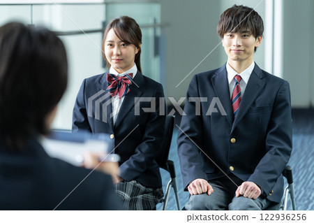 High school students being interviewed 122936256
