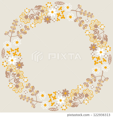 Natural Indian embroidery style plant frame Natural Indian embroidery style plant frame 122936313