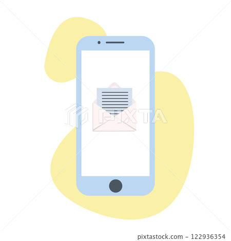 Smartphone new message notifications. Mobile service concept. Flat vector illustration isolated on white background. Smartphone new message notifications. Mobile service concept. Flat vector illustration isolated on white background. 122936354