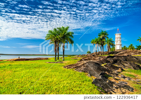 Dreyfus Tower in Kourou - French Guiana, South America. Dreyfus Tower was used to communicate with the Devil islands via Morse code telegraph 122936417