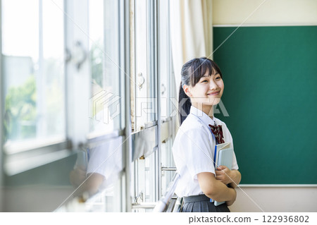 High school girl portrait profile thinking High school girl portrait profile thinking 122936802