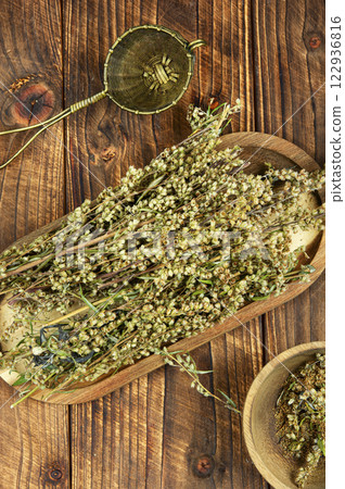 Wormwood, dried medicinal herbs. Wormwood, dried medicinal herbs. 122936816