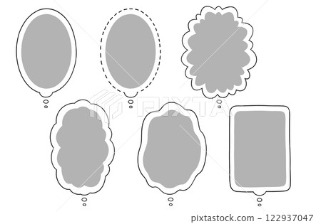 Hand-drawn manga-style speech bubble (monologue): vertical, downward, bordered, transparent 122937047