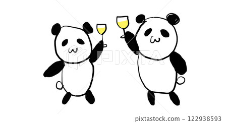 可愛的熊貓吉祥物藝術（用白酒敬酒） 122938593