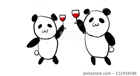 Cute panda mascot art (toasting with red wine) 122938596