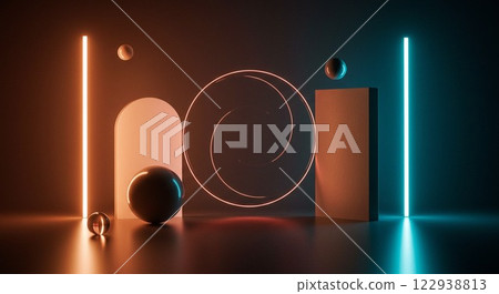 Abstract light bulb on stage 122938813