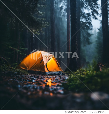 Camping in the Rain 122939350