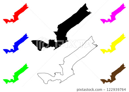 Macae city (Federative Republic of Brazil, Rio de Janeiro state) map vector illustration, scribble sketch Macae map 122939764