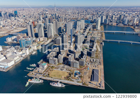 Tokyo aerial photography drone photography Tsukishima Harumi 122939800
