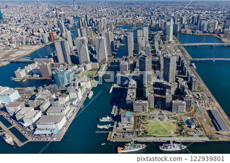 Tokyo aerial photography drone photography Tsukishima Harumi Tokyo aerial photography drone photography Tsukishima Harumi 122939801