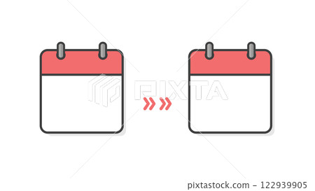 兩個沒有文字和箭頭的日曆 - 用於計劃期間和計劃變更圖像的設計模板材料 122939905