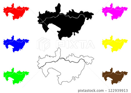 Muriae city (Federative Republic of Brazil, Minas Gerais state) map vector illustration, scribble sketch Muriae map 122939913