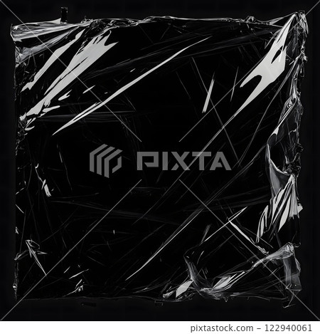 Abstract Black and White Texture with Wrinkled Plastic Wrap 122940061