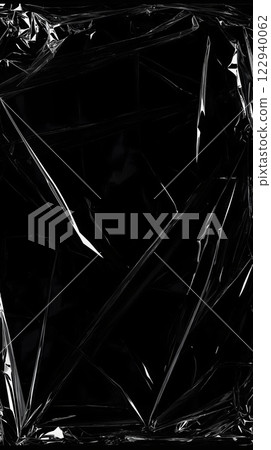 Abstract Black and White Texture with Wrinkled Plastic Wrap 122940062