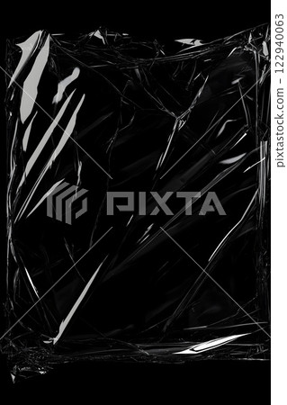 Abstract Black and White Texture with Wrinkled Plastic Wrap 122940063