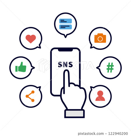 Hand icon for SNS on smartphone Hand icon for SNS on smartphone 122940200