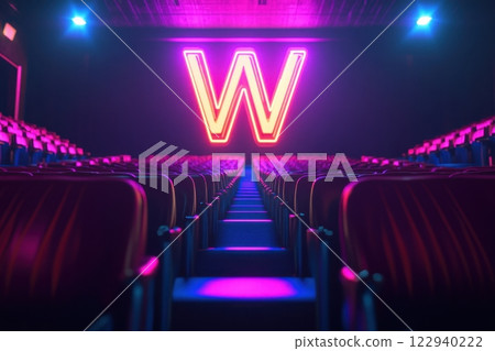 A neon sign with the letters W and a large W in the middle 122940222