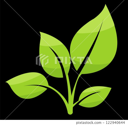 Vibrant green leaves illustration showcasing natural growth and vitality in a modern vector logo 122940644